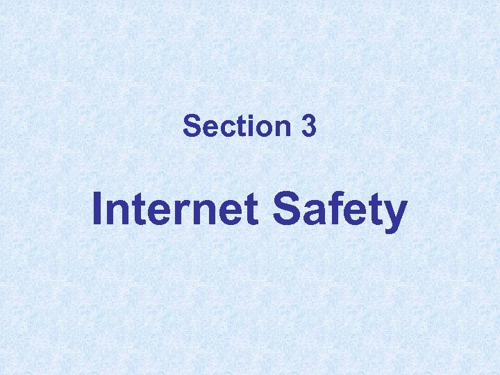 Section 3 Internet Safety 