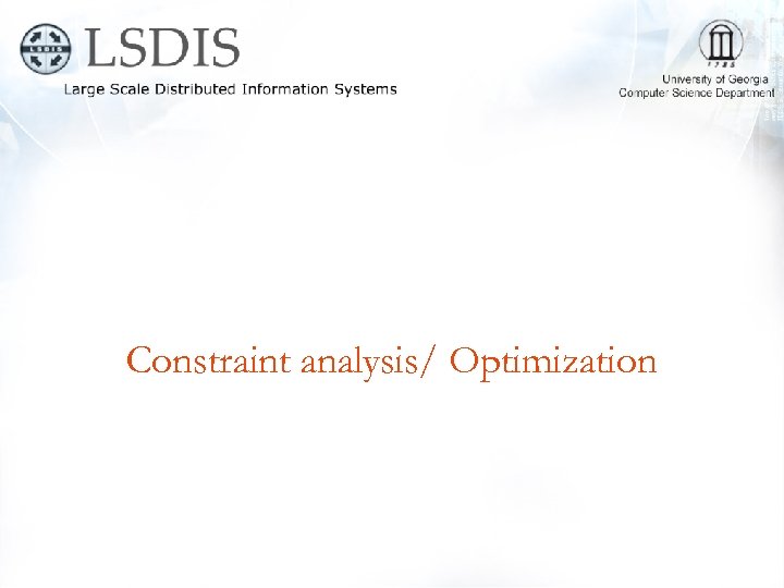 Constraint analysis/ Optimization 
