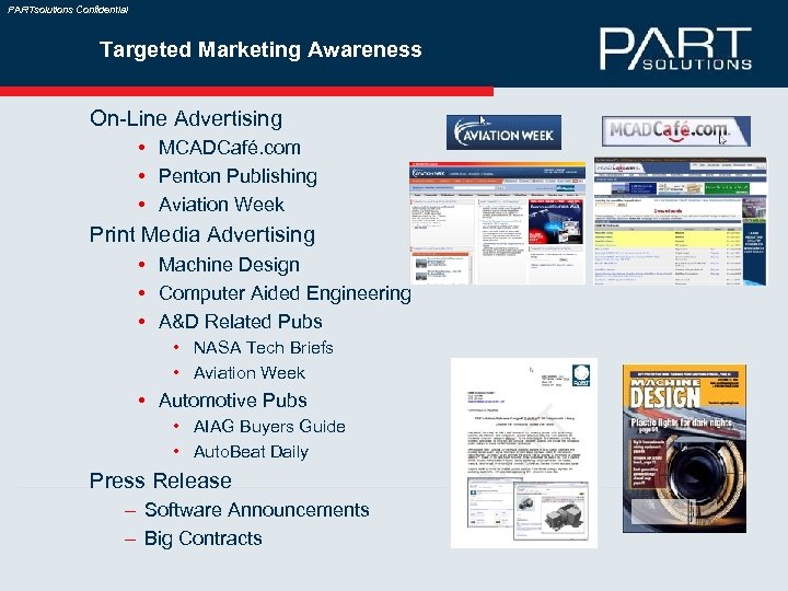 PARTsolutions Confidential Targeted Marketing Awareness On-Line Advertising • MCADCafé. com • Penton Publishing •
