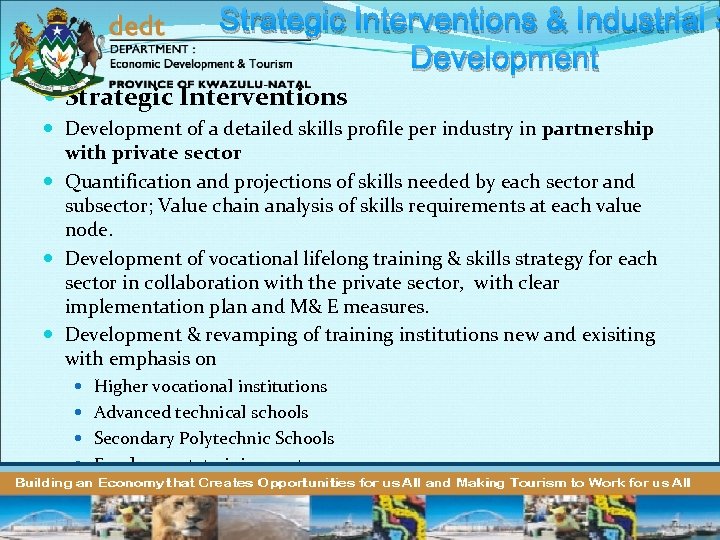 Strategic Interventions & Industrial S Development Strategic Interventions Development of a detailed skills profile