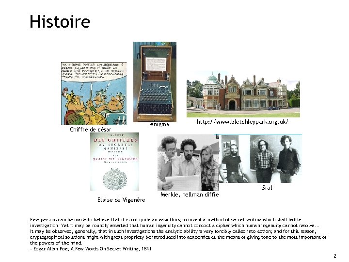 Histoire Chiffre de césar enigma http: //www. bletchleypark. org. uk/ Sra! Blaise de Vigenère