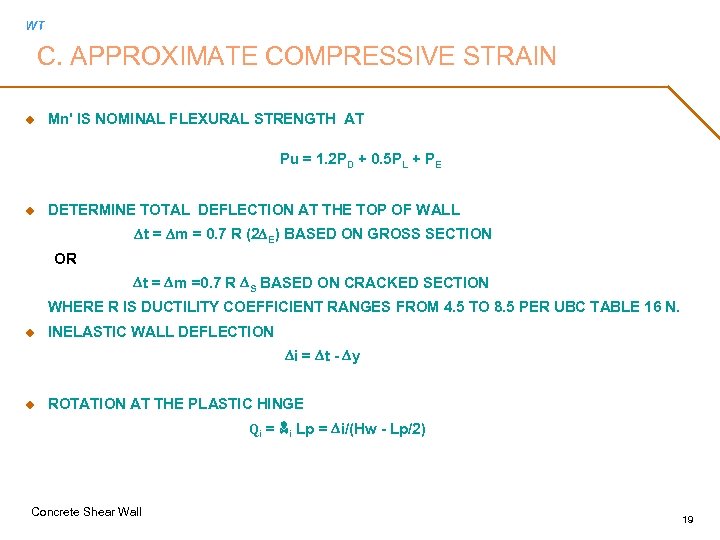 WT C. APPROXIMATE COMPRESSIVE STRAIN u Mn' IS NOMINAL FLEXURAL STRENGTH AT Pu =