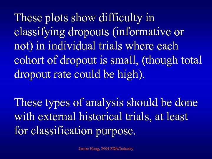 These plots show difficulty in classifying dropouts (informative or not) in individual trials where