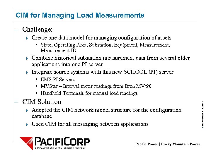 CIM for Managing Load Measurements – Challenge: 4 Create one data model for managing