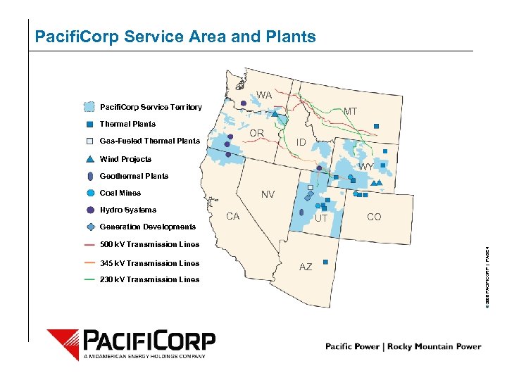 Pacifi. Corp Service Area and Plants WA Pacifi. Corp Service Territory MT Thermal Plants