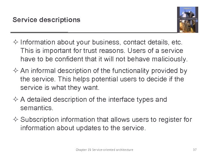 Service descriptions ² Information about your business, contact details, etc. This is important for