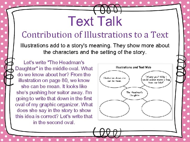 Text Talk Contribution of Illustrations to a Text Illustrations add to a story's meaning.
