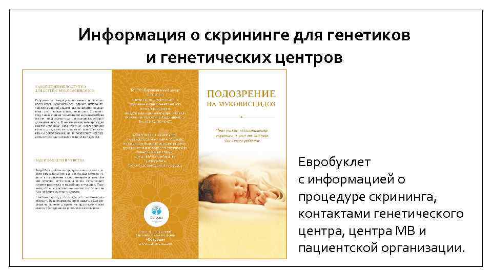 Информация о скрининге для генетиков и генетических центров Евробуклет с информацией о процедуре скрининга,