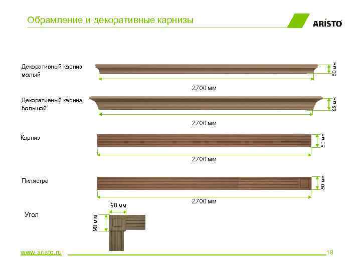 60 мм Обрамление и декоративные карнизы Декоративный карниз малый 2700 мм 85 мм Декоративный