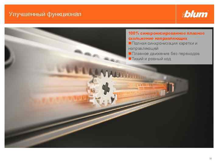 Улучшенный функционал 100% синхронизированное плавное скольжение направляющих Полная синхронизация каретки и направляющей Плавное движение