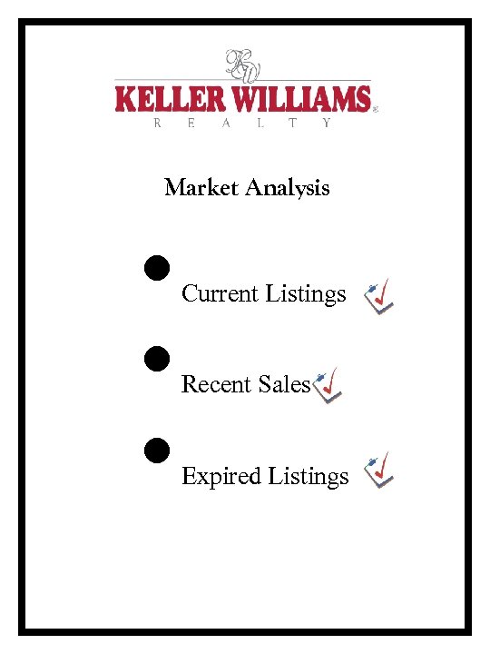 Market Analysis • • • Current Listings Recent Sales Expired Listings 