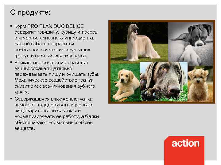 О продукте: § Корм PRO PLAN DUO DELICE содержит говядину, курицу и лосось в