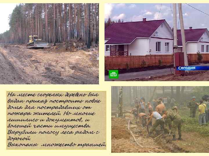 На месте сгорелых деревень был выдан приказ построить новые дома для пострадавших от пожара