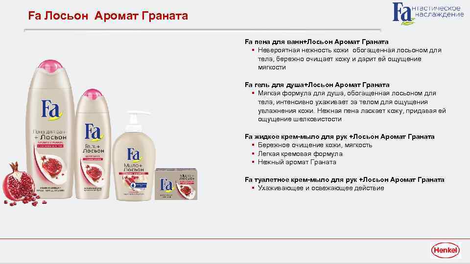 Fa Лосьон Аромат Граната Fa пена для ванн+Лосьон Аромат Граната § Невероятная нежность кожи