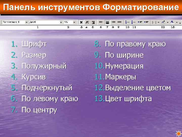 Как вывести на экран панель инструментов форматирование