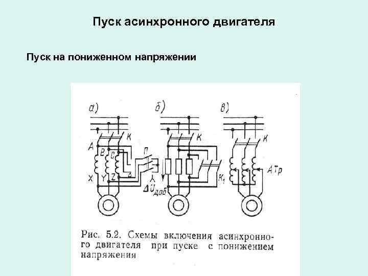Пуск асинхронного двигателя Пуск на пониженном напряжении 