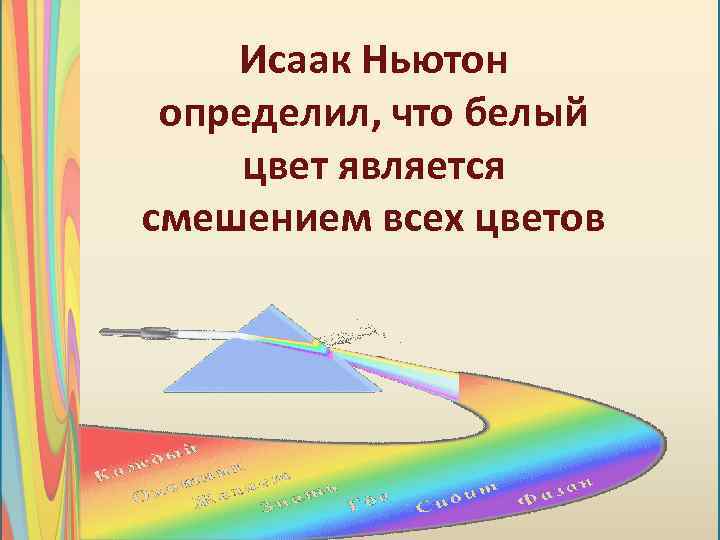 Исаак Ньютон определил, что белый цвет является смешением всех цветов 
