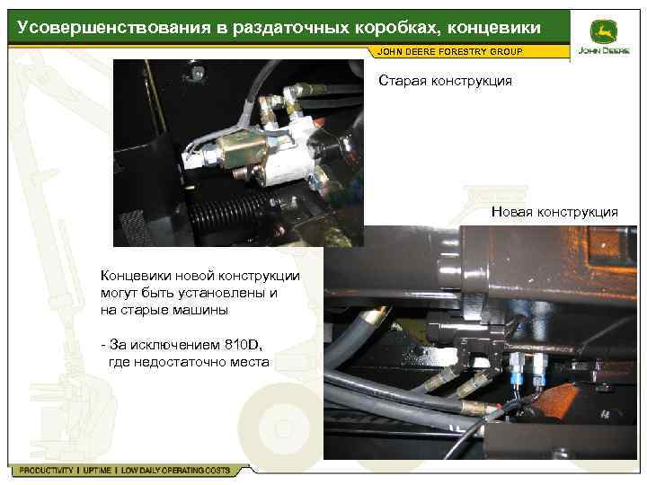 Усовершенствования в раздаточных коробках, концевики JOHN DEERE FORESTRY GROUP Старая конструкция Новая конструкция Концевики