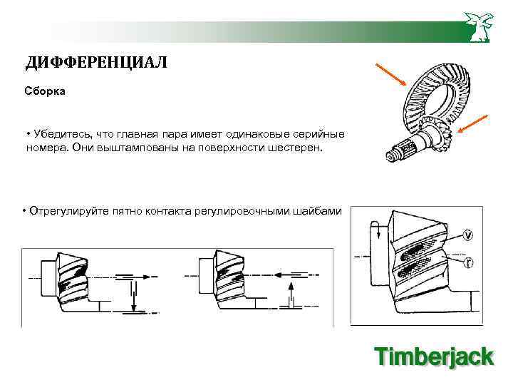 ДИФФЕРЕНЦИАЛ Сборка • Убедитесь, что главная пара имеет одинаковые серийные номера. Они выштампованы на