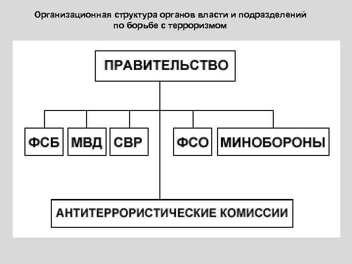 Организационная структура органов власти и подразделений по борьбе с терроризмом 