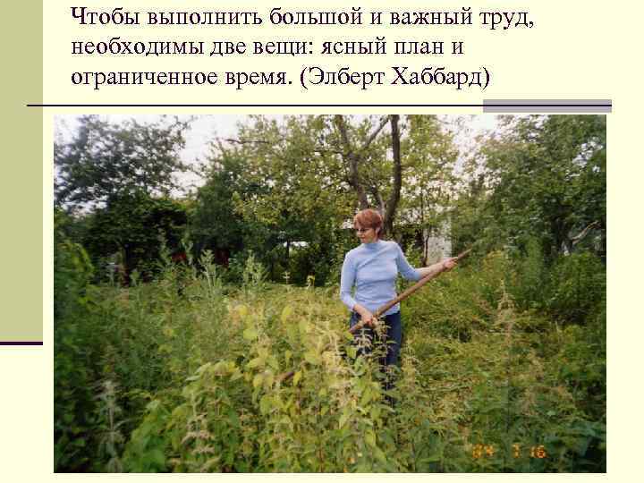 Чтобы выполнить большой и важный труд, необходимы две вещи: ясный план и ограниченное время.