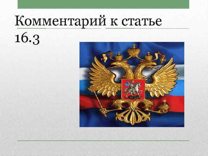 Комментарий к статье 16. 3 