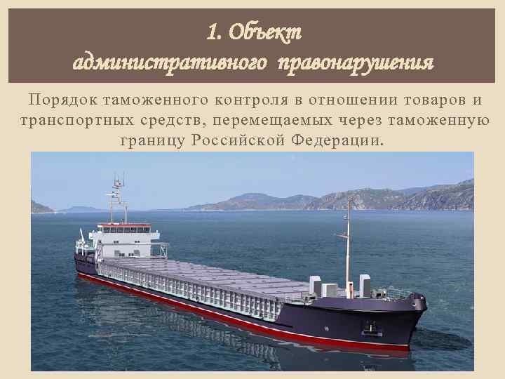 1. Объект административного правонарушения Порядок таможенного контроля в отношении товаров и транспортных средств, перемещаемых