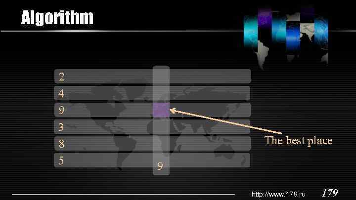 Algorithm 2 4 9 3 8 5 The best place 9 http: //www. 179.