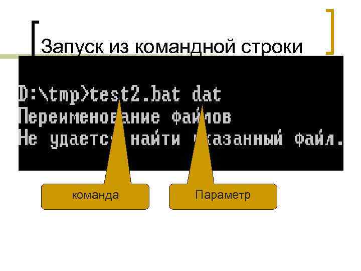 Запуск из командной строки команда Параметр 