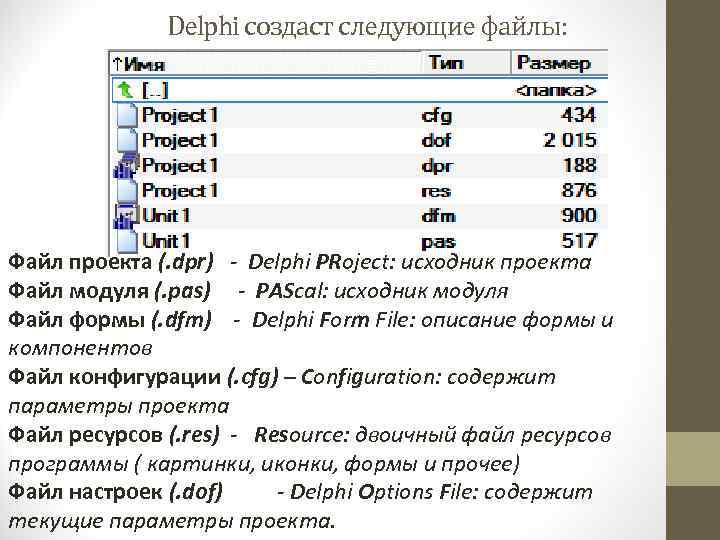 Сколько файлов создается при сохранении проекта в delphi