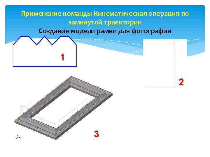 Применение команды Кинематическая операция по замкнутой траектории Создание модели рамки для фотографии 1 2