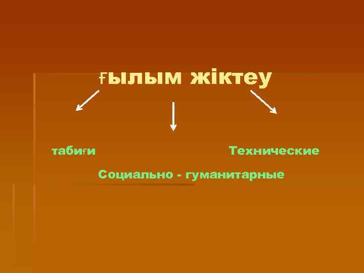 ғылым жіктеу табиғи Технические Социально - гуманитарные 