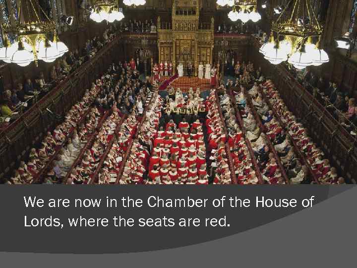 We are now in the Chamber of the House of Lords, where the seats