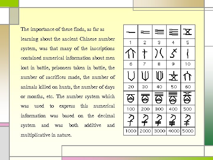 The importance of these finds, as far as learning about the ancient Chinese number