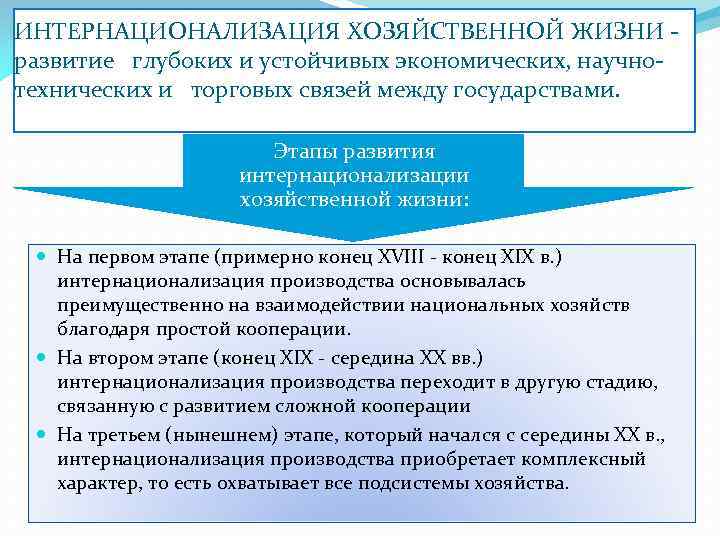 Интернационализации культуры способствуют мировое разделение труда