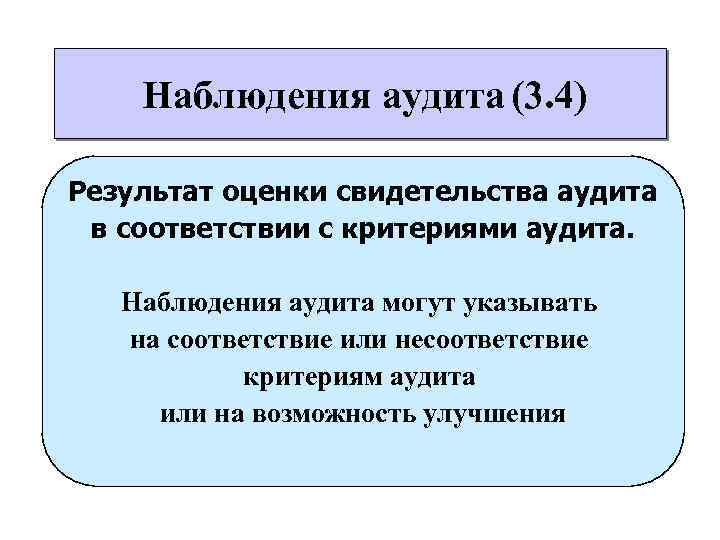 Наблюдения аудита (3. 4) Результат оценки свидетельства аудита в соответствии с критериями аудита. Наблюдения