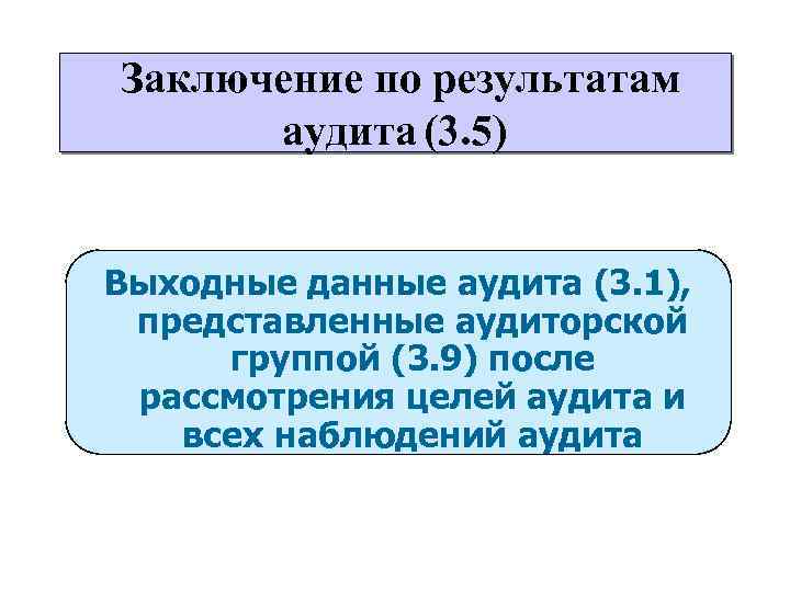 Заключение по результатам аудита (3. 5) Выходные данные аудита (3. 1), представленные аудиторской группой