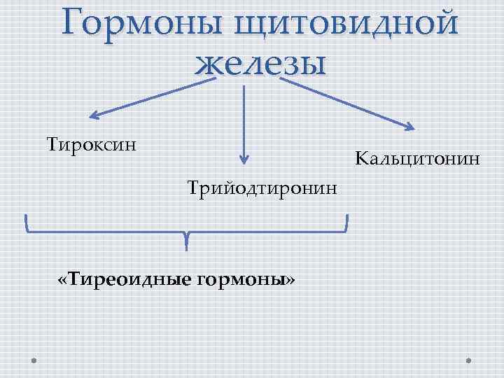 Гормоны щитовидной железы Тироксин Кальцитонин Трийодтиронин «Тиреоидные гормоны» 