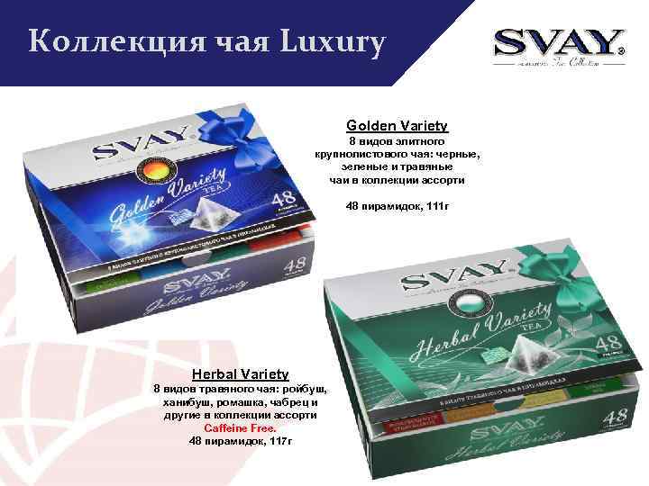 Коллекция чая Luxury Golden Variety 8 видов элитного крупнолистового чая: черные, зеленые и травяные