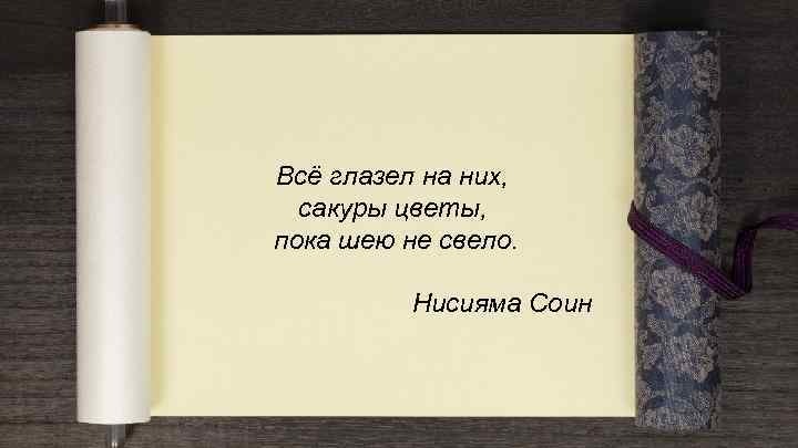 Всё глазел на них, сакуры цветы, пока шею не свело. Нисияма Соин 
