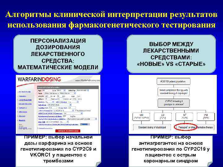 Алгоритмы клинической интерпретации результатов использования фармакогенетического тестирования ПЕРСОНАЛИЗАЦИЯ ДОЗИРОВАНИЯ ЛЕКАРСТВЕННОГО СРЕДСТВА: МАТЕМАТИЧЕСКИЕ МОДЕЛИ ВЫБОР