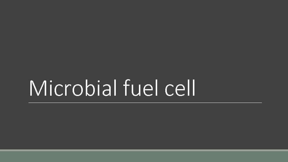 Microbial fuel cell 