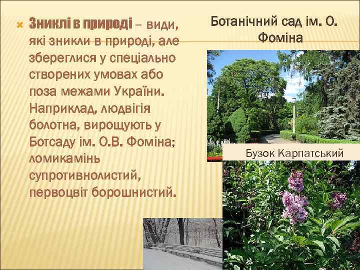  Зниклі в природі – види, які зникли в природі, але збереглися у спеціально