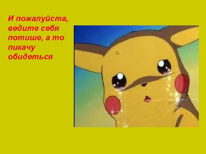 И пожалуйста, ведите себя потише, а то пикачу обидеться 