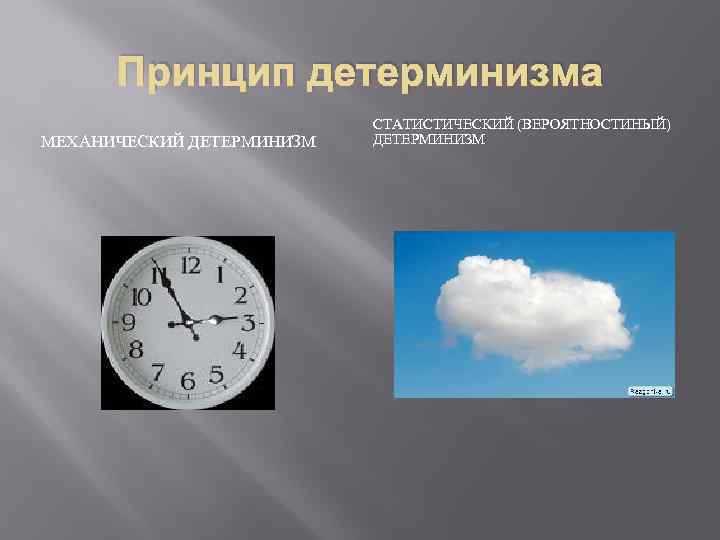 Принцип детерминизма МЕХАНИЧЕСКИЙ ДЕТЕРМИНИЗМ СТАТИСТИЧЕСКИЙ (ВЕРОЯТНОСТИНЫЙ) ДЕТЕРМИНИЗМ 