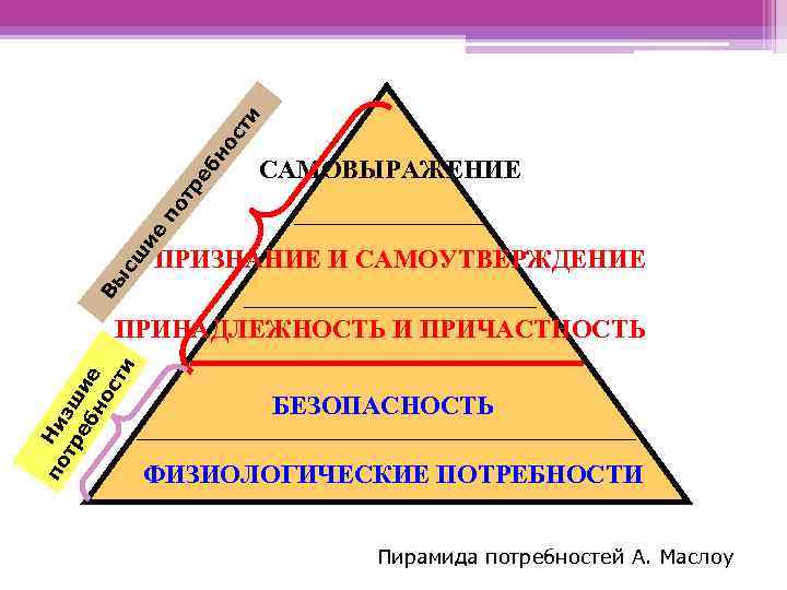 ти ос бн ре ПРИЗНАНИЕ И САМОУТВЕРЖДЕНИЕ Вы сш ие по т САМОВЫРАЖЕНИЕ по