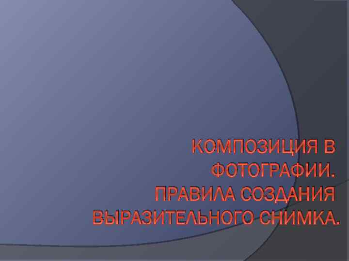 КОМПОЗИЦИЯ В ФОТОГРАФИИ. ПРАВИЛА СОЗДАНИЯ ВЫРАЗИТЕЛЬНОГО СНИМКА. 