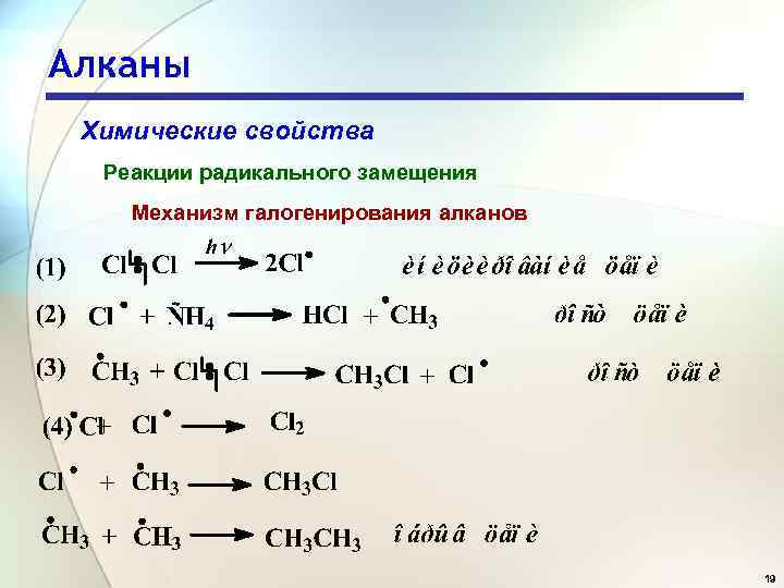 Реакции радикального хлорирования