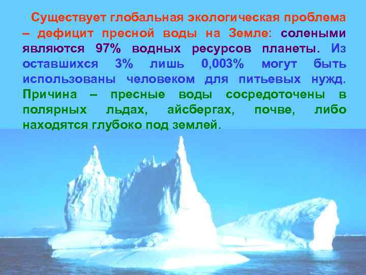 Нехватка пресной воды экологическая проблема презентация