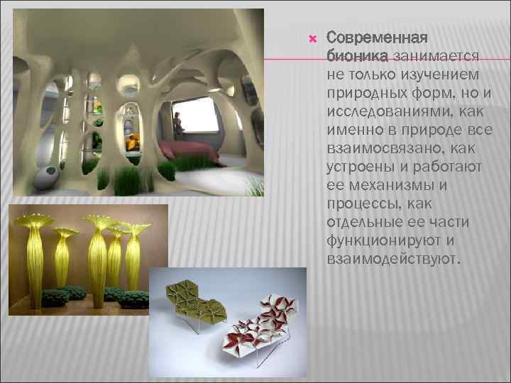  Современная бионика занимается не только изучением природных форм, но и исследованиями, как именно